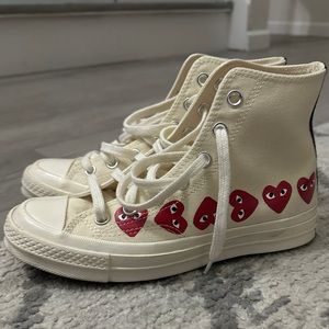 COMME DES GARCONS PLAY x Converse off white beige high top sneaker